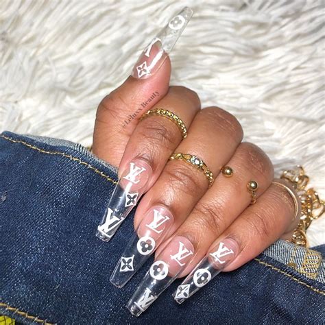 clear louis vuitton nails|how to do louis vuitton nails.